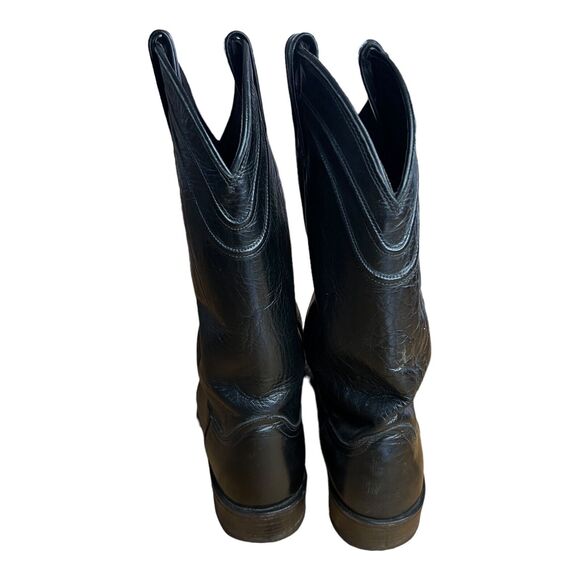 Vintage DAN POST Cowboy Boots Wingtip Pointed Toe Leather Black Stitch Mens 11D main image 3